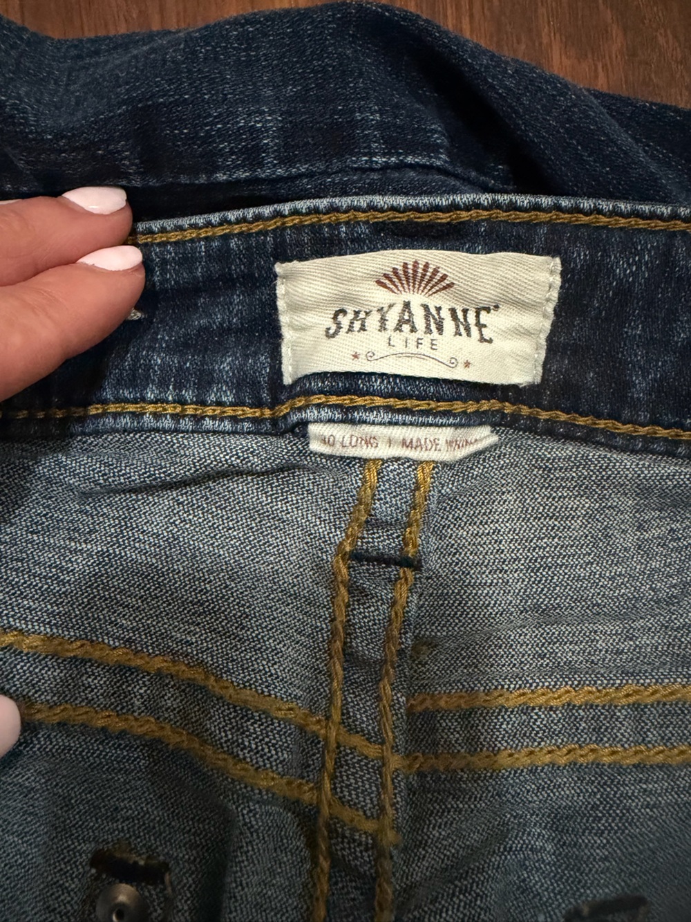 Shyanne Indigo Bootcut Jeans with Gold Stitching